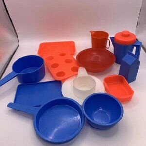 Vintage 80s Chilton And Other Toy Dishes Doll Cups Mied Play Set 14 Pieces